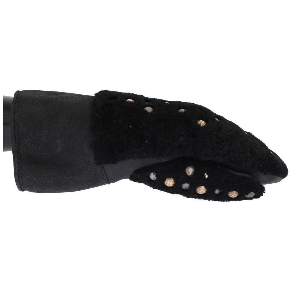 Dolce & Gabbana Studded Black Leather Gentleman's Gloves Dolce & Gabbana Black