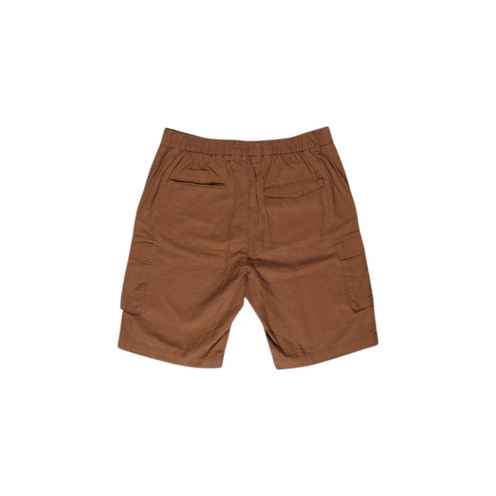 Hamaki-Ho brown linen men's Bermuda shorts, fall/winter collection, made of 55% linen and 45% cotton blend.
