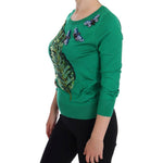 Dolce & Gabbana Green Silk Crystal Banana Sweater TSH1112-3