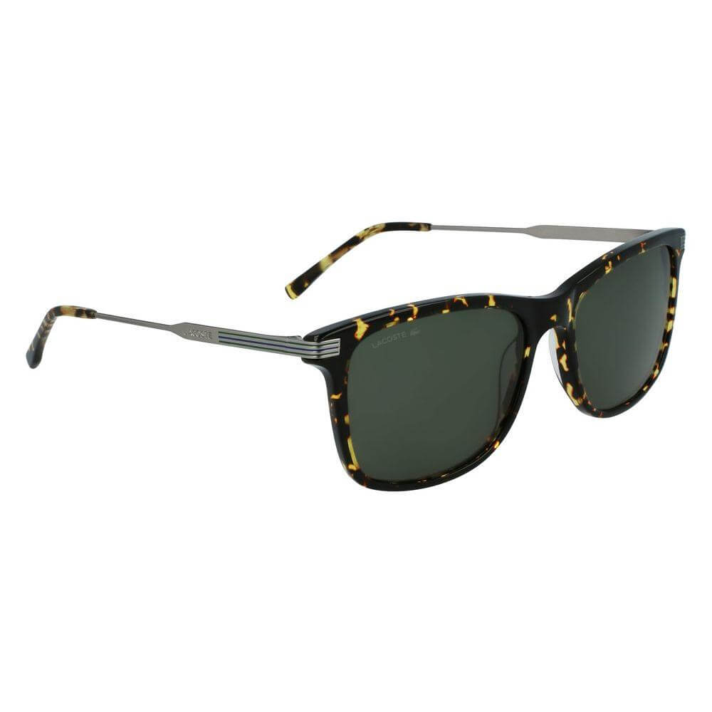 Lacoste brown metal sunglasses L960S-430 with tortoiseshell frame and green lenses, 56/18/140mm dimensions, filter 3.