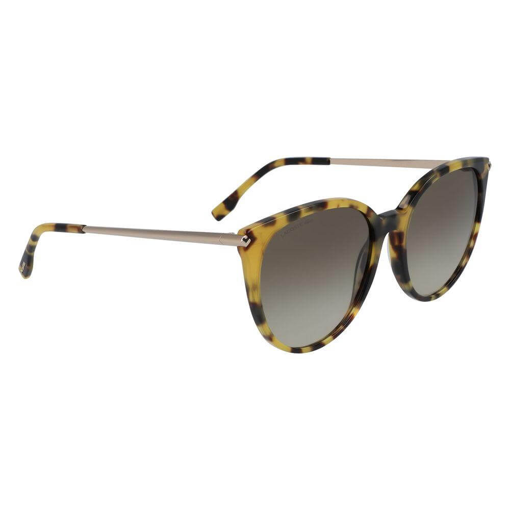 Lacoste Women's Brown Metal Sunglasses L928S-214 with Havana frame and UV filter, measures 56/18/140mm.