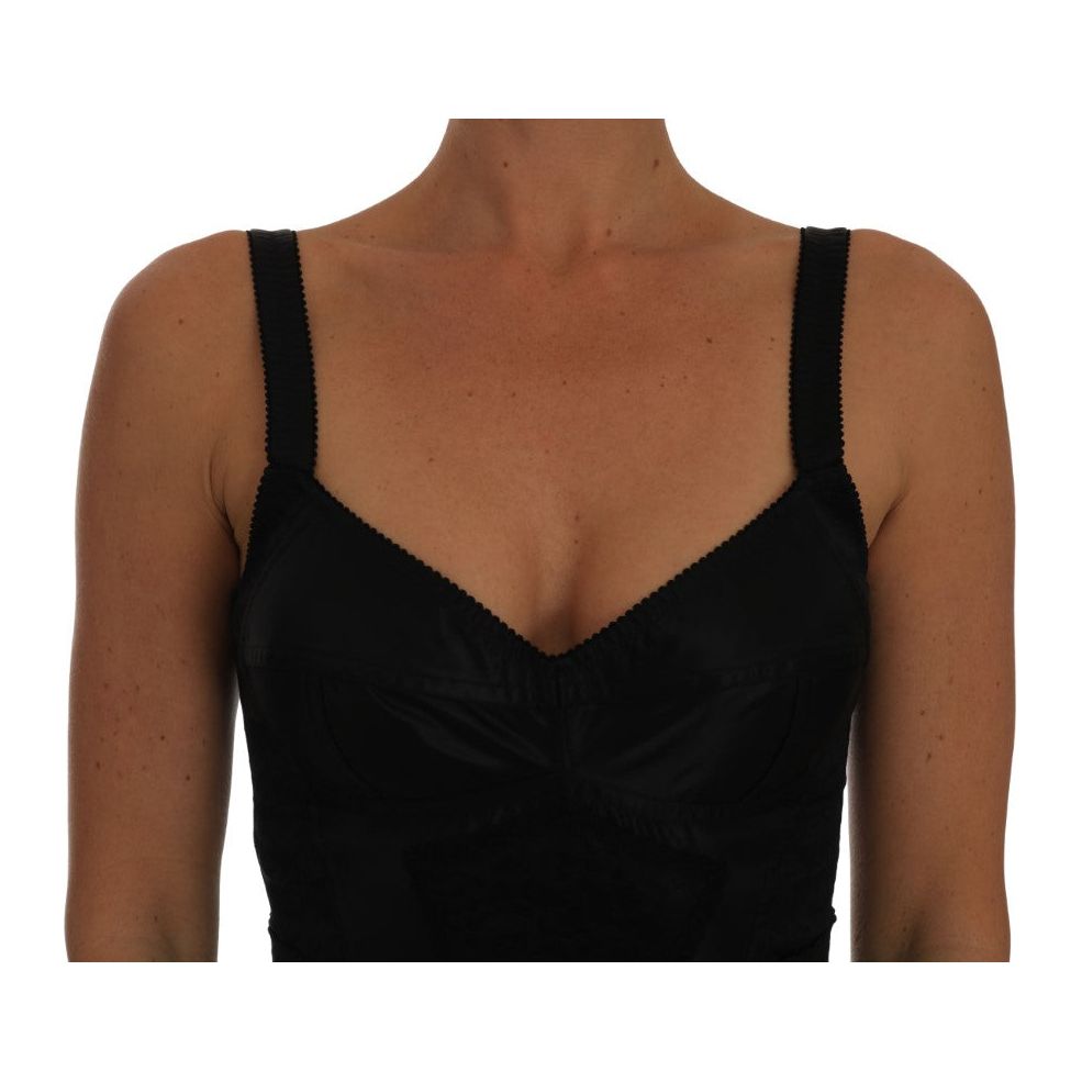 Dolce & Gabbana Romper Bodysuit Black Floral Stretch Dress TSH2401-44
