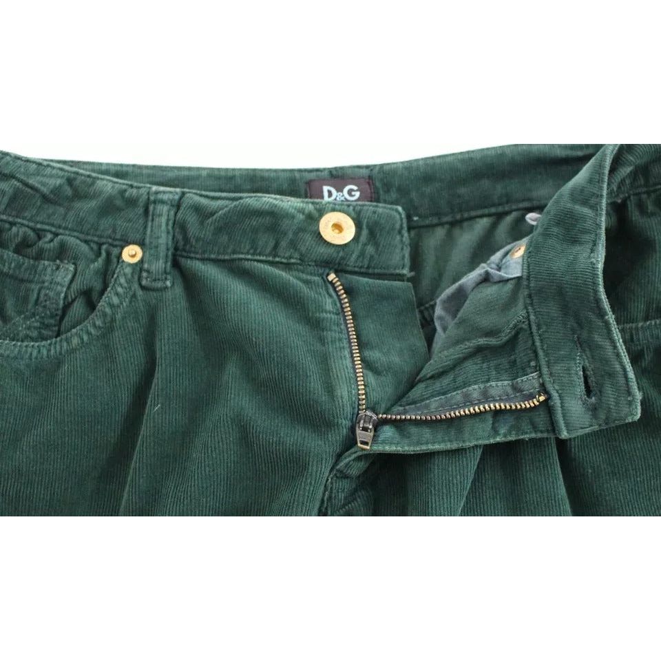 Dolce & Gabbana Green Cotton Corduroys SLIMMY Fit D&G Pants NOC10502-W24