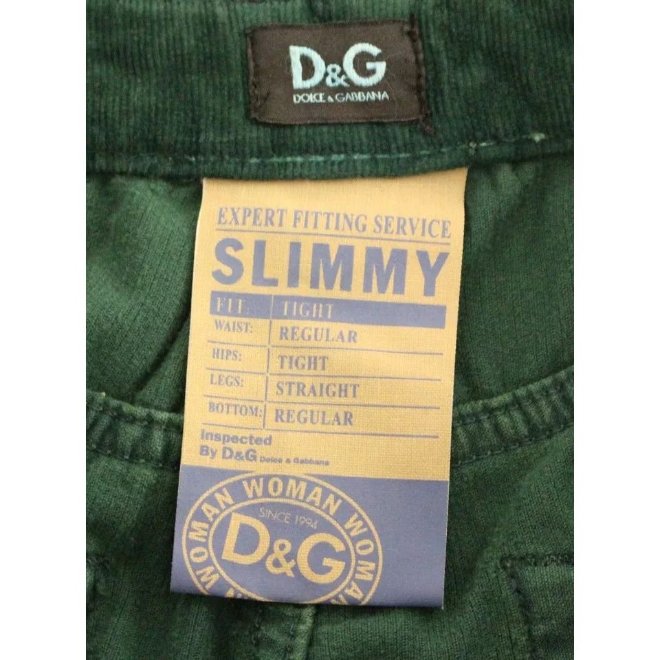 Dolce & Gabbana Green Cotton Corduroys SLIMMY Fit D&G Pants NOC10502-W24