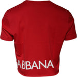 Dolce & Gabbana Red Logo Print Cropped Crew Neck T-shirt TSH87468-52
