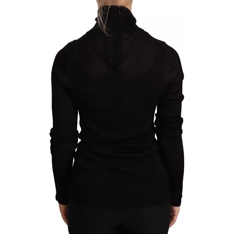 Dolce & Gabbana Black Turtleneck Slim Fit Pullover Sweater TSH6648-48