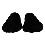 Dolce & Gabbana Black Polyester Faux Fur Mens Flats Sandals Shoes MV4804-44.5