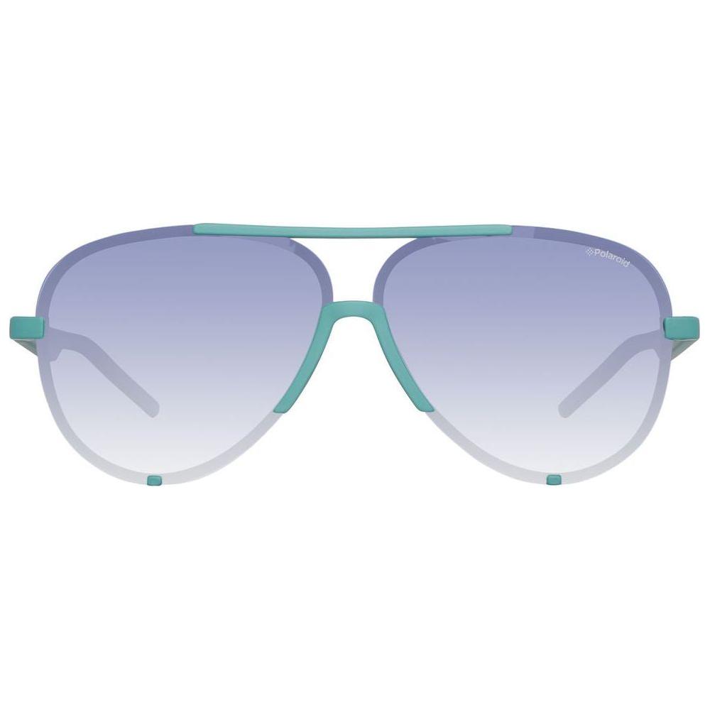Polaroid green acetate sunglasses with gradient lenses and metal accents, unisex design, lens size 60mm, bridge 8mm, temple 140mm, protection 3.