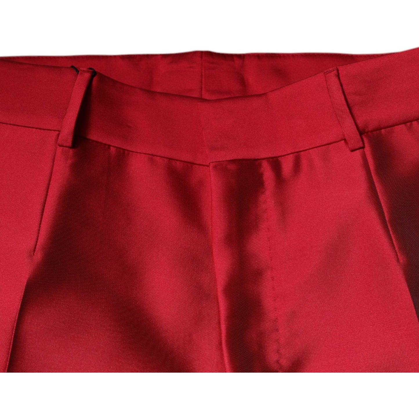 Dolce & Gabbana Red Silk Slim Fit Mid Waist Dress Formal Pants PAN75778-48