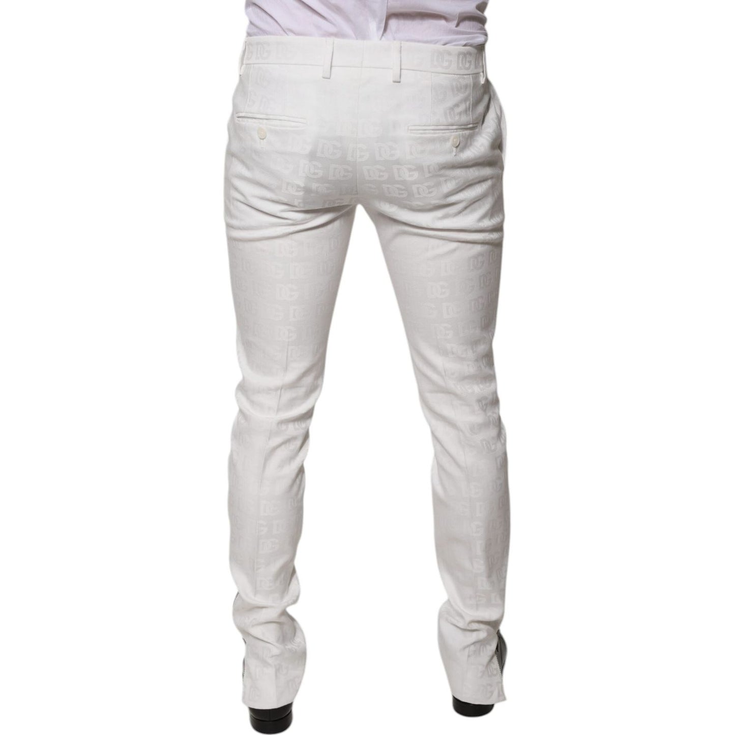 Dolce & Gabbana White Cotton Tapered Formal Dress Pants PAN75824-48