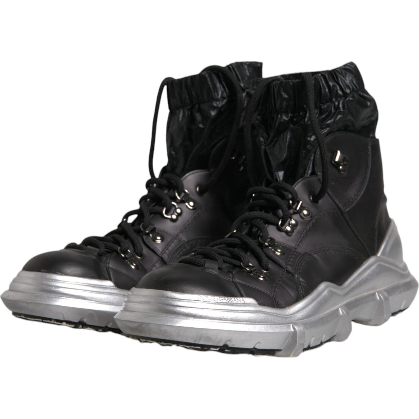 Dolce & Gabbana Black Nylon Galileo High Top Sneakers Shoes MV6678-44