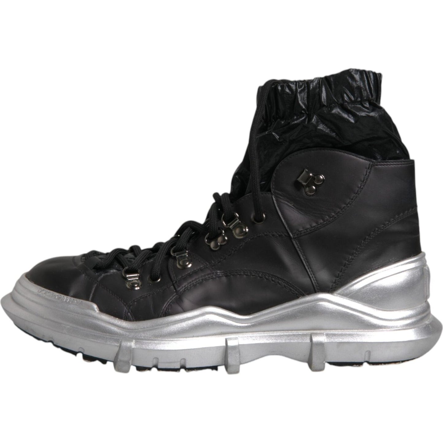 Dolce & Gabbana Black Nylon Galileo High Top Sneakers Shoes MV6678-44