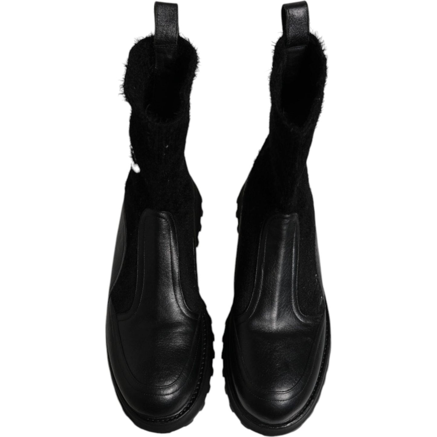 Dolce & Gabbana Black DG Logo Horse Sock Ankle Boots Shoes MV6679-44