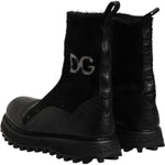 Dolce & Gabbana Black DG Logo Horse Sock Ankle Boots Shoes MV6679-44