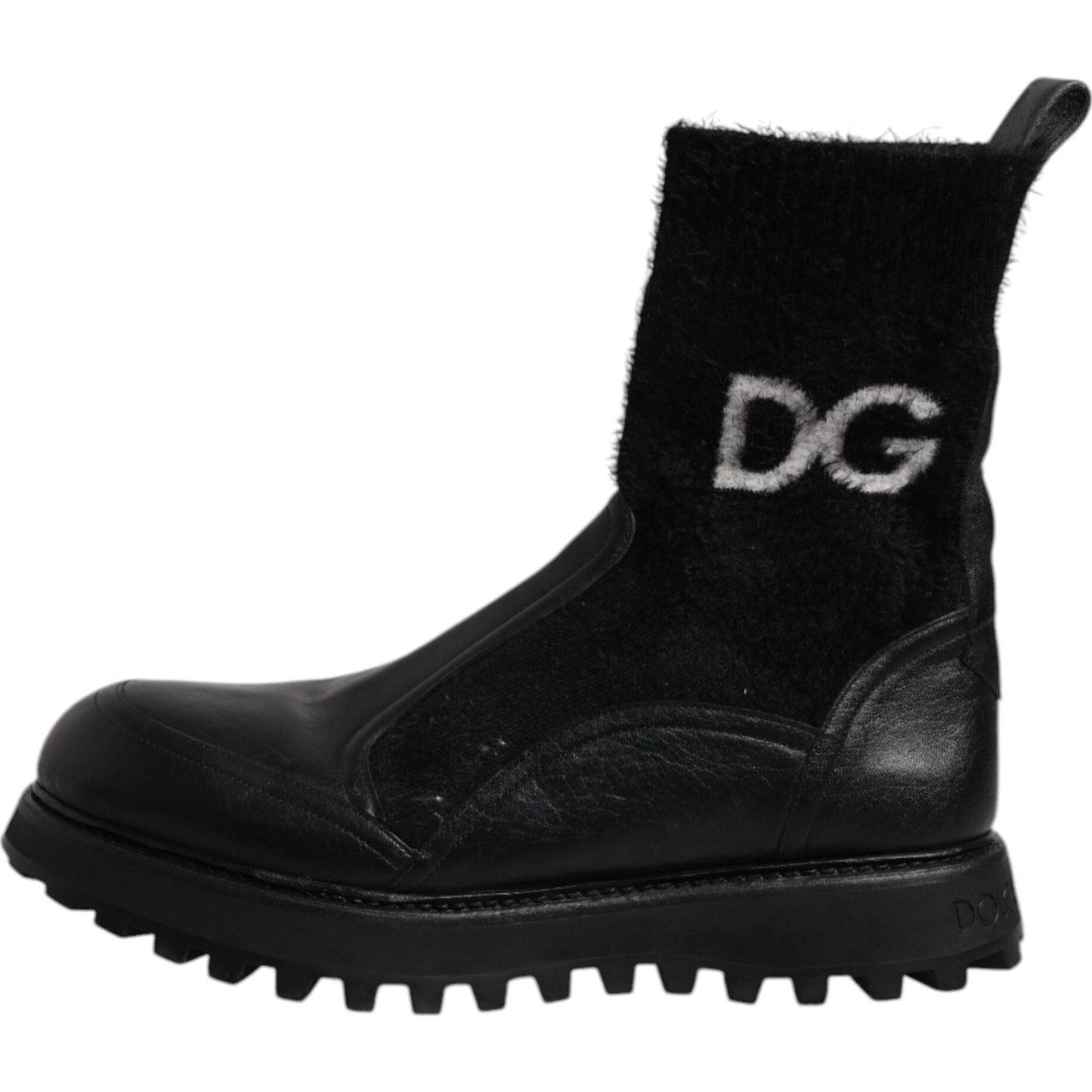 Dolce & Gabbana Black DG Logo Horse Sock Ankle Boots Shoes MV6679-44