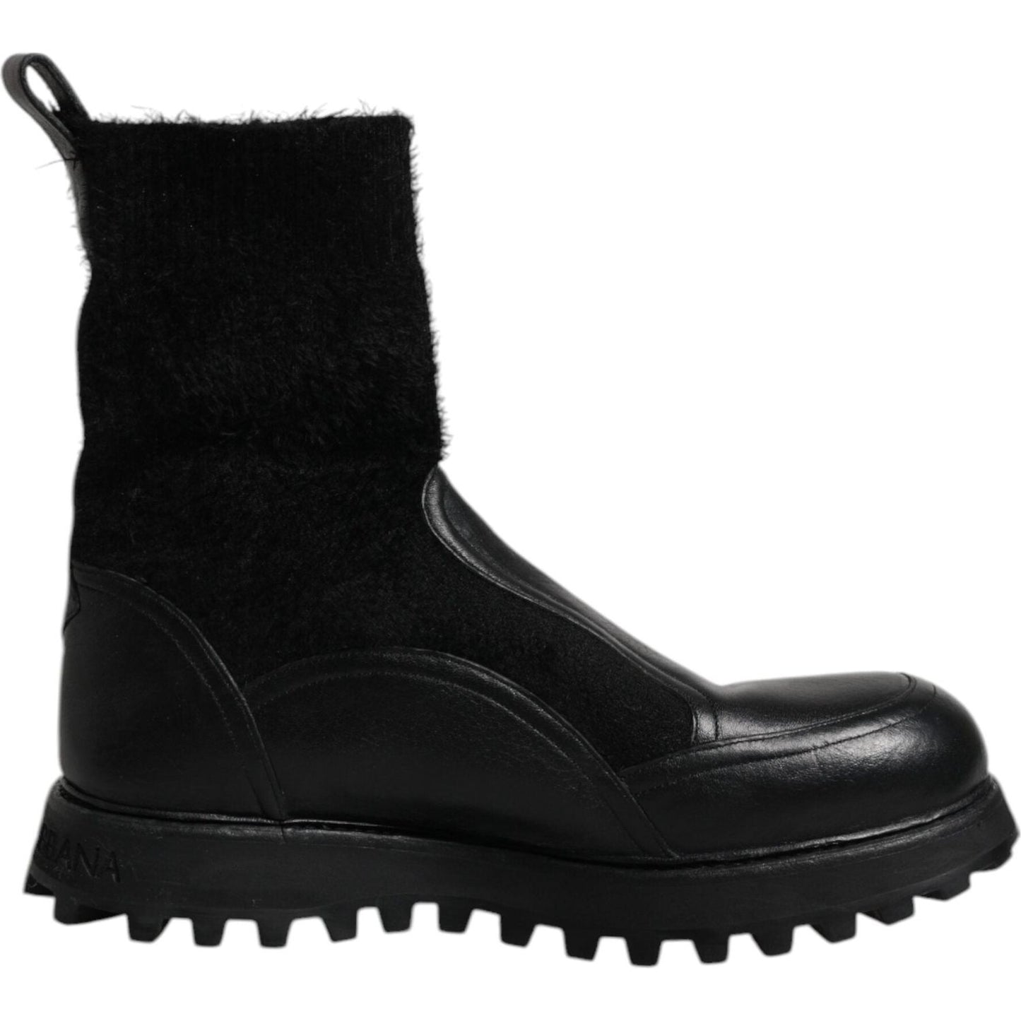 Dolce & Gabbana Black DG Logo Horse Sock Ankle Boots Shoes MV6679-44
