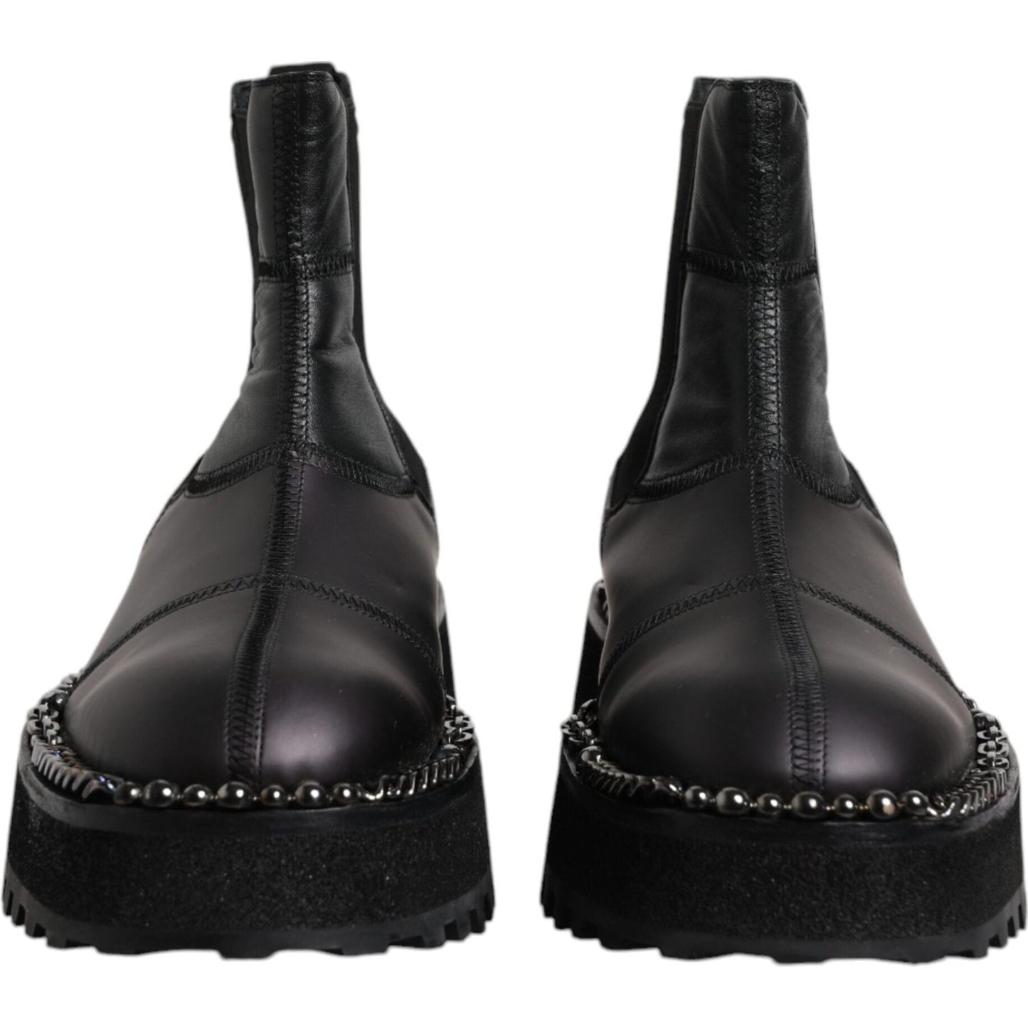 Dolce & Gabbana Black Chelsea Boots Leather Slip On Shoes MV6700-44