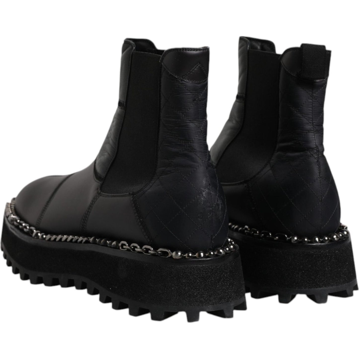 Dolce & Gabbana Black Chelsea Boots Leather Slip On Shoes MV6700-44