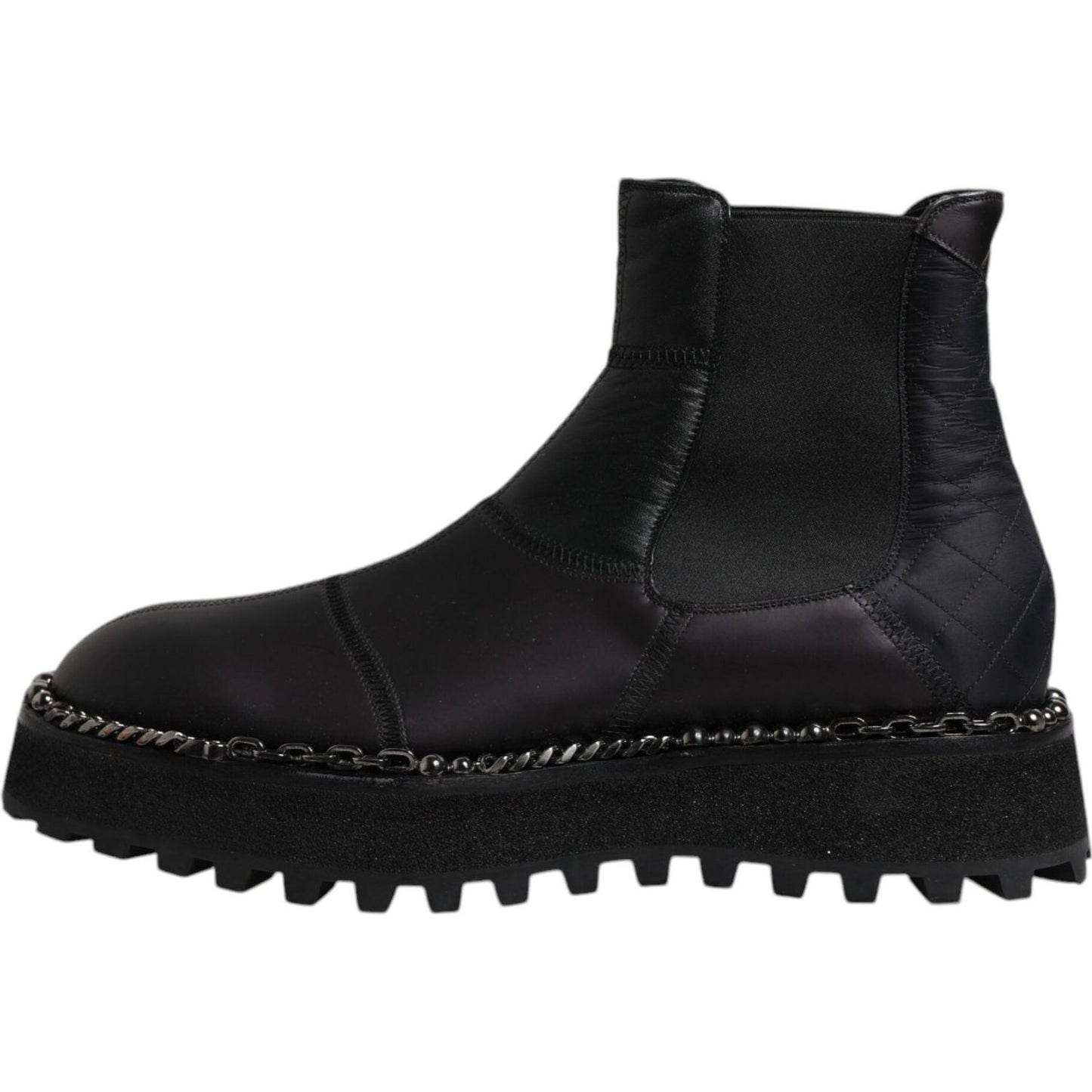Dolce & Gabbana Black Chelsea Boots Leather Slip On Shoes MV6700-44
