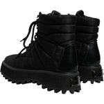 Dolce & Gabbana Black Padded Mid Calf Lace Up Boots Shoes MV6758-39