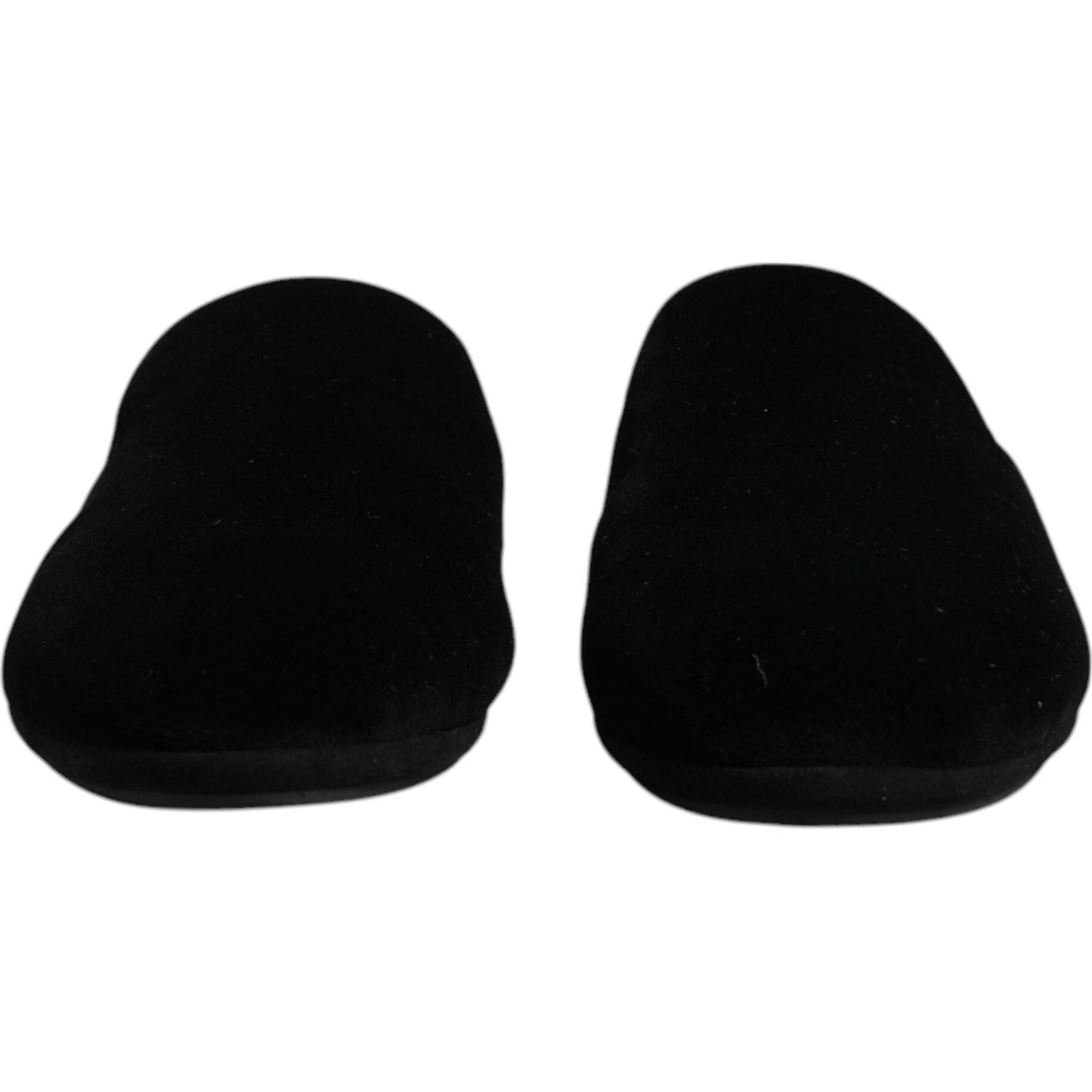 Dolce & Gabbana Black Viscose Velvet Slides Flat Slipper Shoes MV6701-40