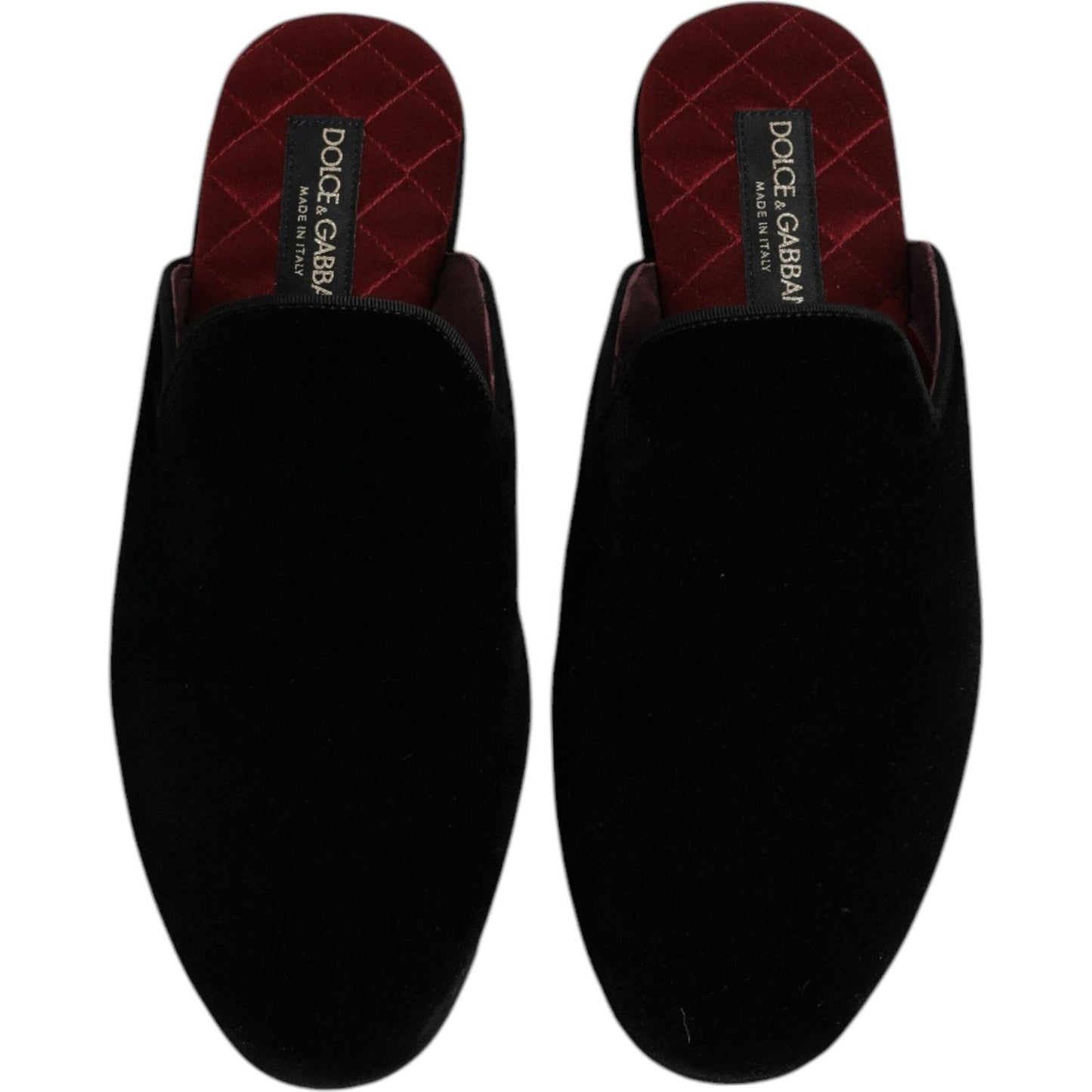 Dolce & Gabbana Black Viscose Velvet Slides Flat Slipper Shoes MV6701-40