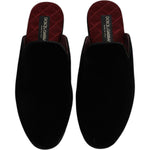 Dolce & Gabbana Black Viscose Velvet Slides Flat Slipper Shoes MV6701-40