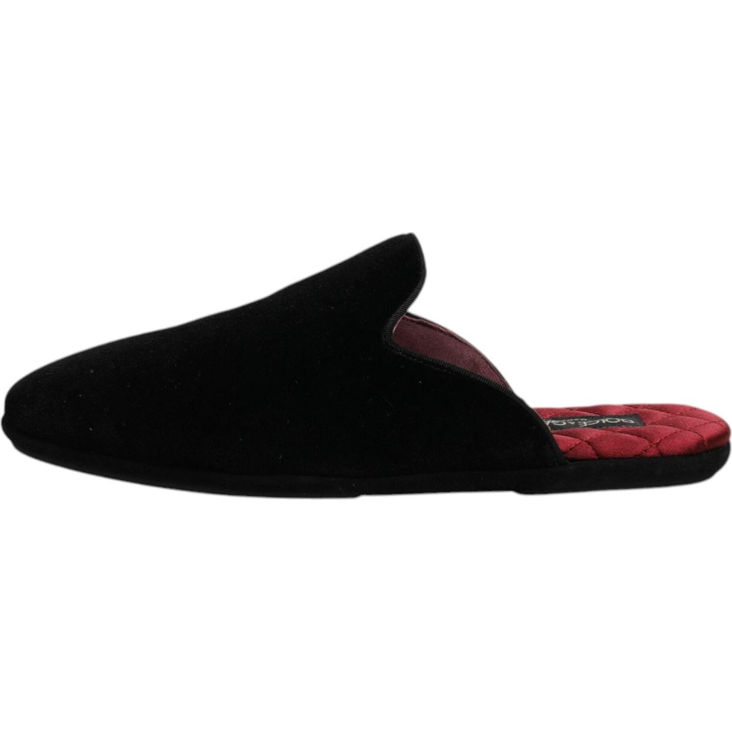 Dolce & Gabbana Black Viscose Velvet Slides Flat Slipper Shoes MV6701-40