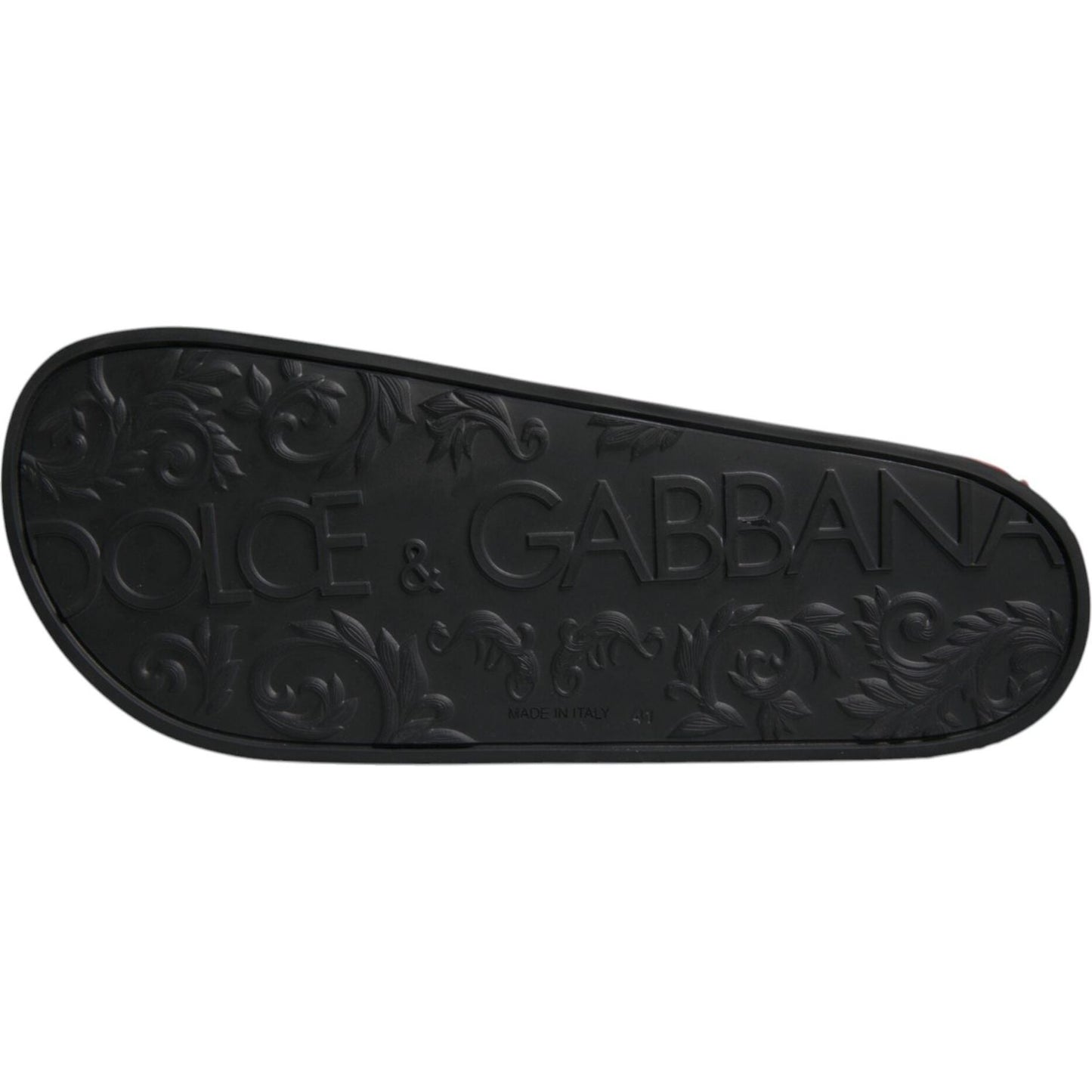 Dolce & Gabbana Black Leather Slides Sandals Beachwear Shoes MV6750-41
