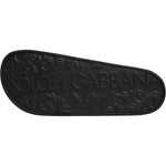 Dolce & Gabbana Black Leather Slides Sandals Beachwear Shoes MV6750-41