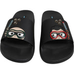 Dolce & Gabbana Black Divers Leather Flats Slides Sandals Beachwear Shoes MV6766-43