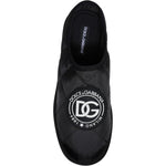 Dolce & Gabbana Black Nylon Quilted Logo Patch Sandals Slides Shoes MV6777-44