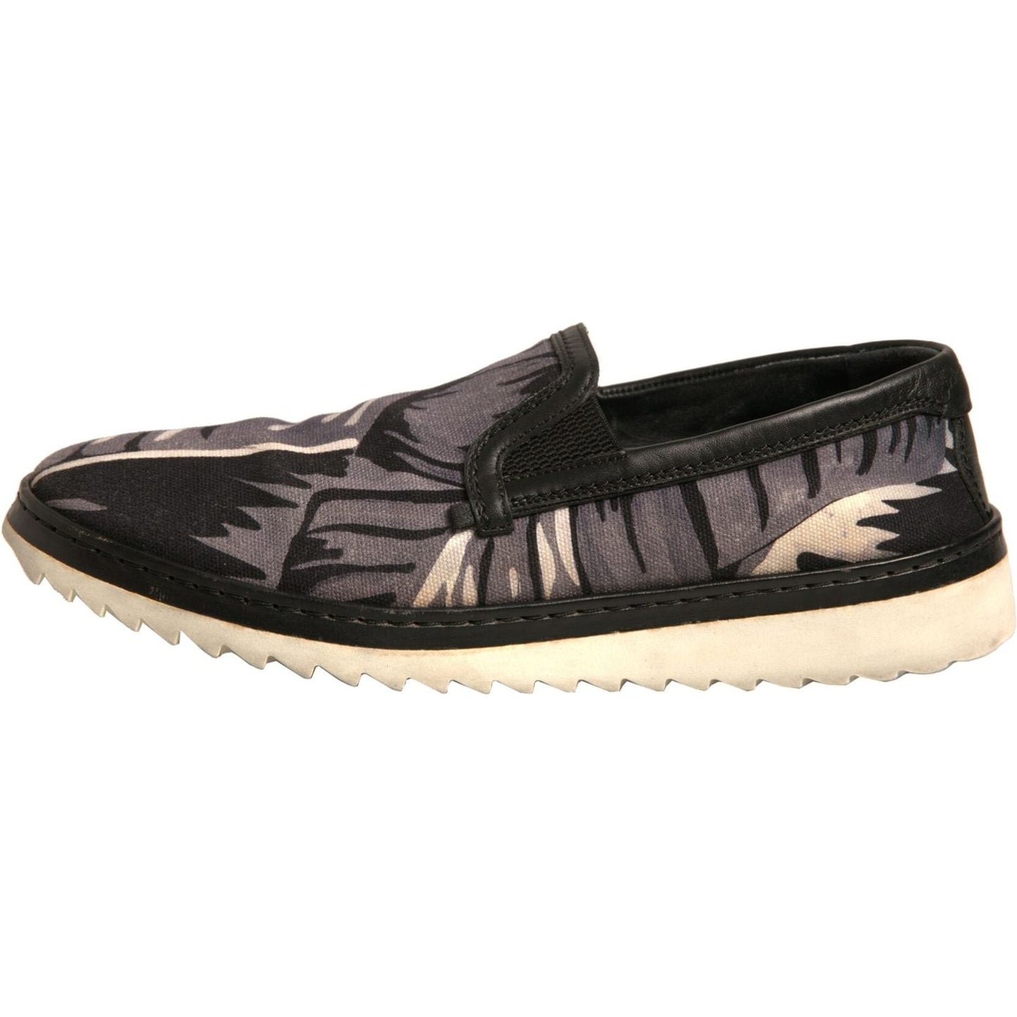Dolce & Gabbana Black Canvas Tropical Print Slip On Shoes MV7003-41.5