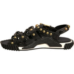 Dolce & Gabbana Black Leather Studded Slides Sandals Shoes MV7033-41