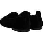 Dolce & Gabbana Black Velvet Crystal Crown Loafers Formal Dress Shoes MV6778#2-39