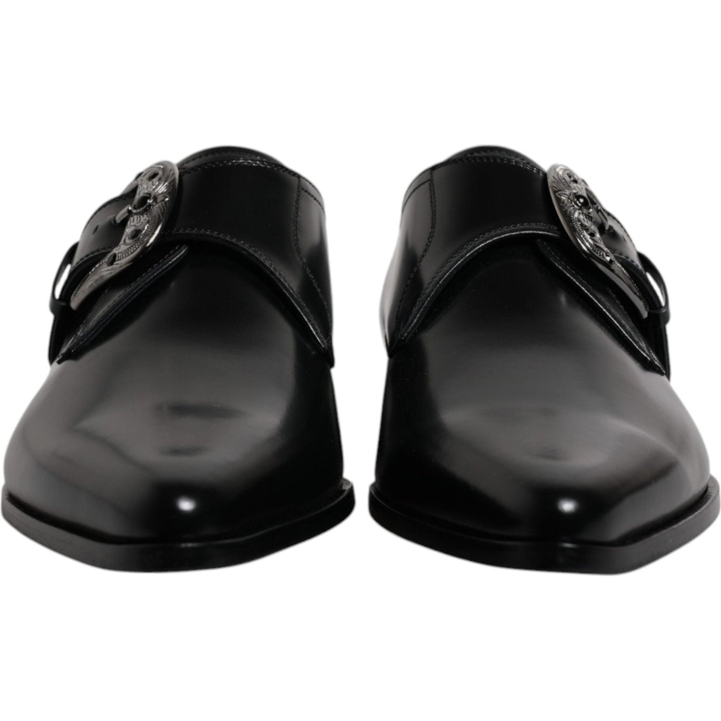 Dolce & Gabbana Black Leather Monk Strap Derby Formal Shoes MV6797-43