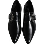 Dolce & Gabbana Black Leather Monk Strap Derby Formal Shoes MV6797-43