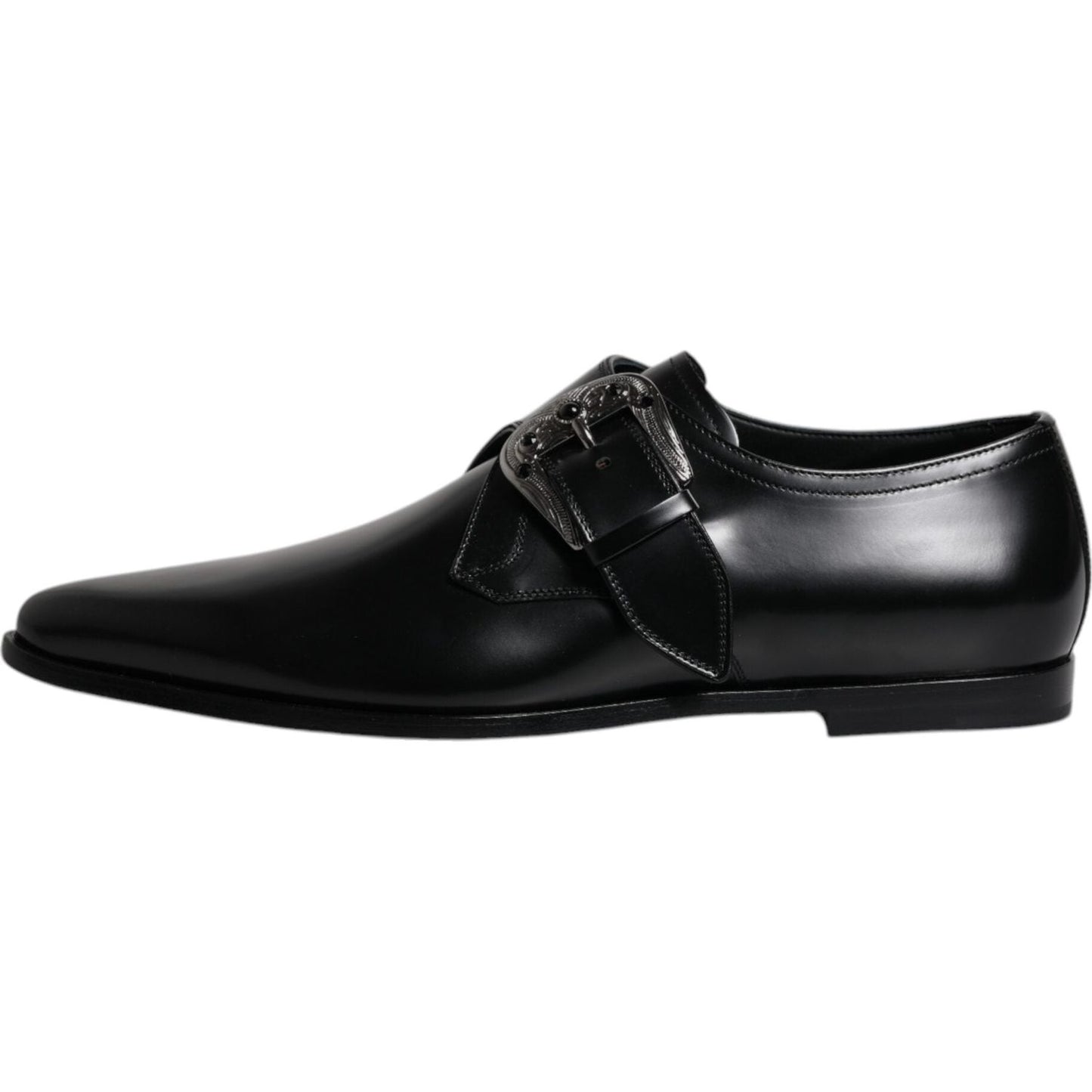 Dolce & Gabbana Black Leather Monk Strap Derby Formal Shoes MV6797-43