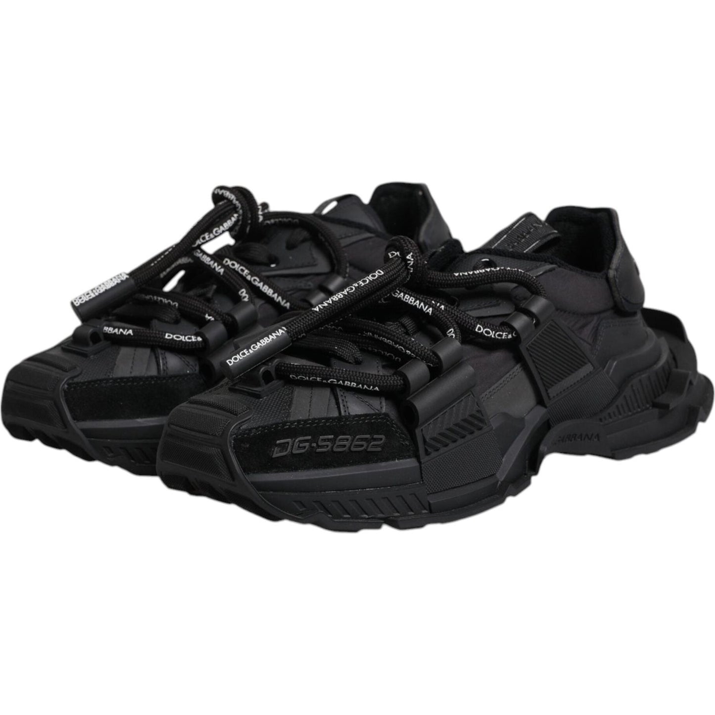 Dolce & Gabbana Black Low Top Space Lace Up Sneakers Shoes MV6664-39