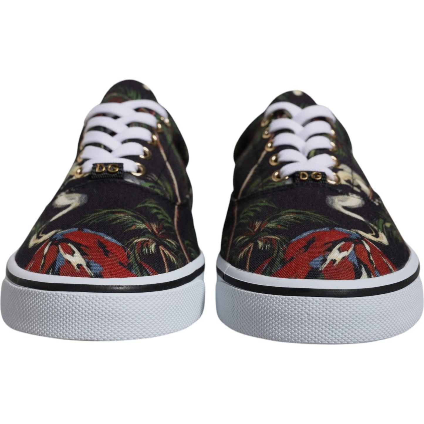 Dolce & Gabbana Black Tropical Print Low Top Sneakers Shoes MV6745-40.5