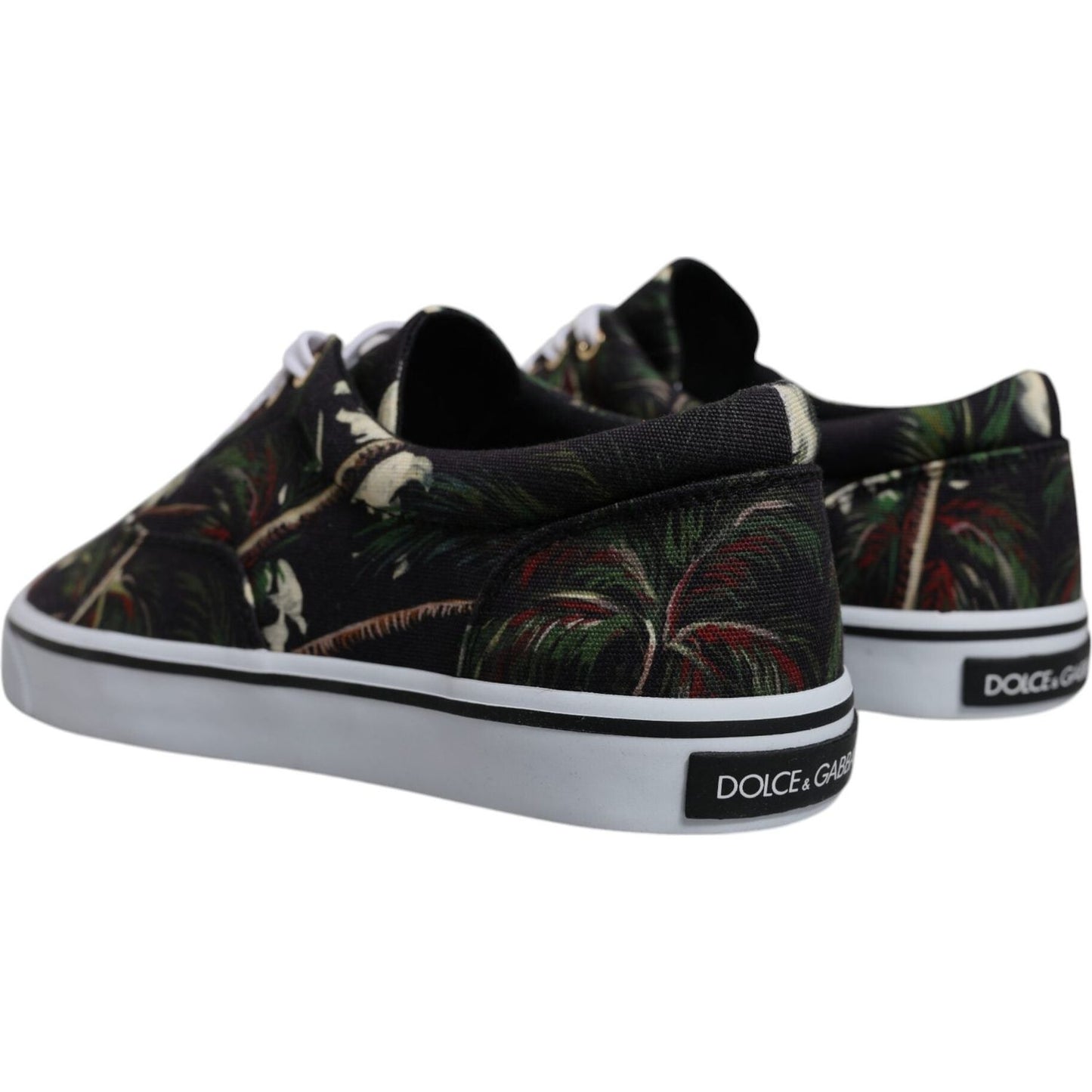 Dolce & Gabbana Black Tropical Print Low Top Sneakers Shoes MV6745-40.5