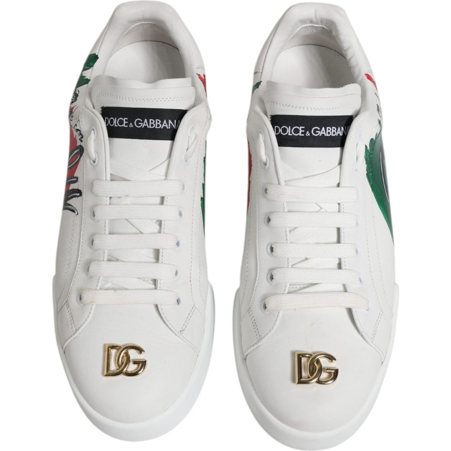 Dolce & Gabbana White Portofino Made In Italy Print Sneakers Shoes MV6780-41