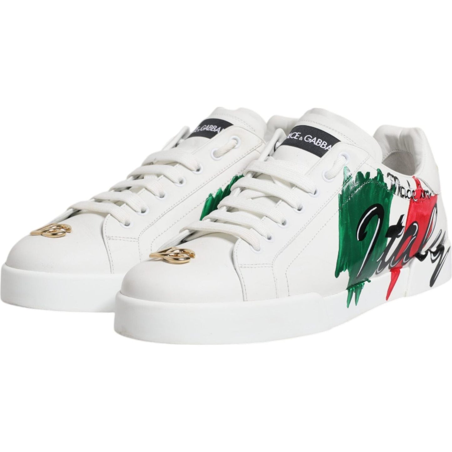 Dolce & Gabbana White Portofino Made In Italy Print Sneakers Shoes MV6780-41