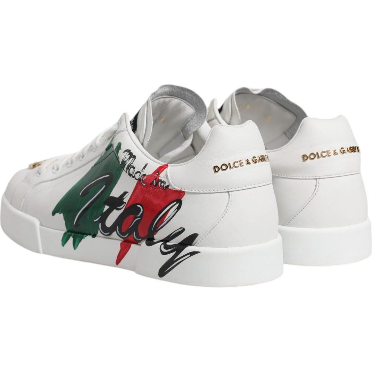 Dolce & Gabbana White Portofino Made In Italy Print Sneakers Shoes MV6780-41