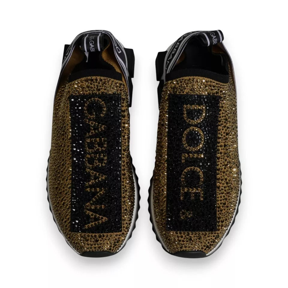 Dolce & Gabbana Gold Rhinestones Sorrento Sneakers Shoes MV6819-40.5