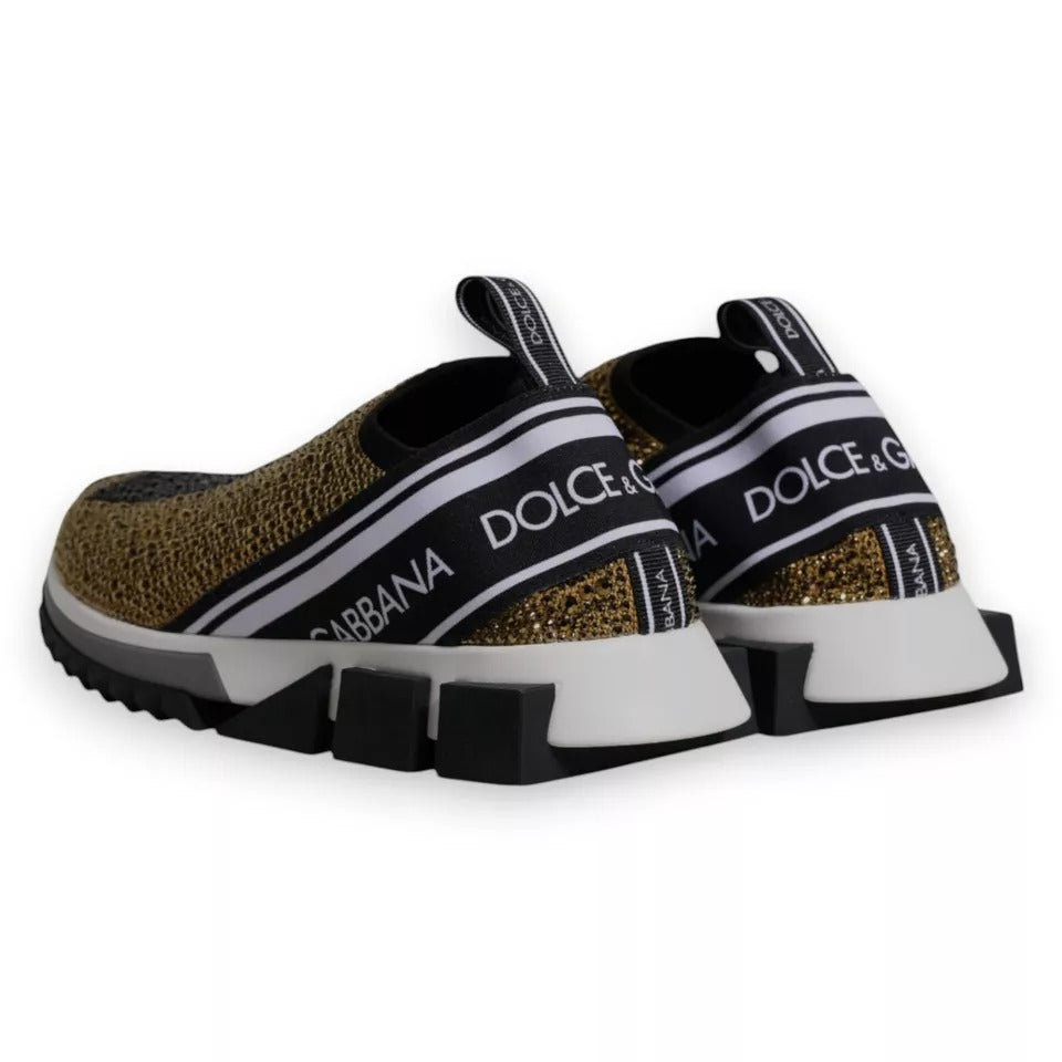 Dolce & Gabbana Gold Rhinestones Sorrento Sneakers Shoes MV6819-40.5