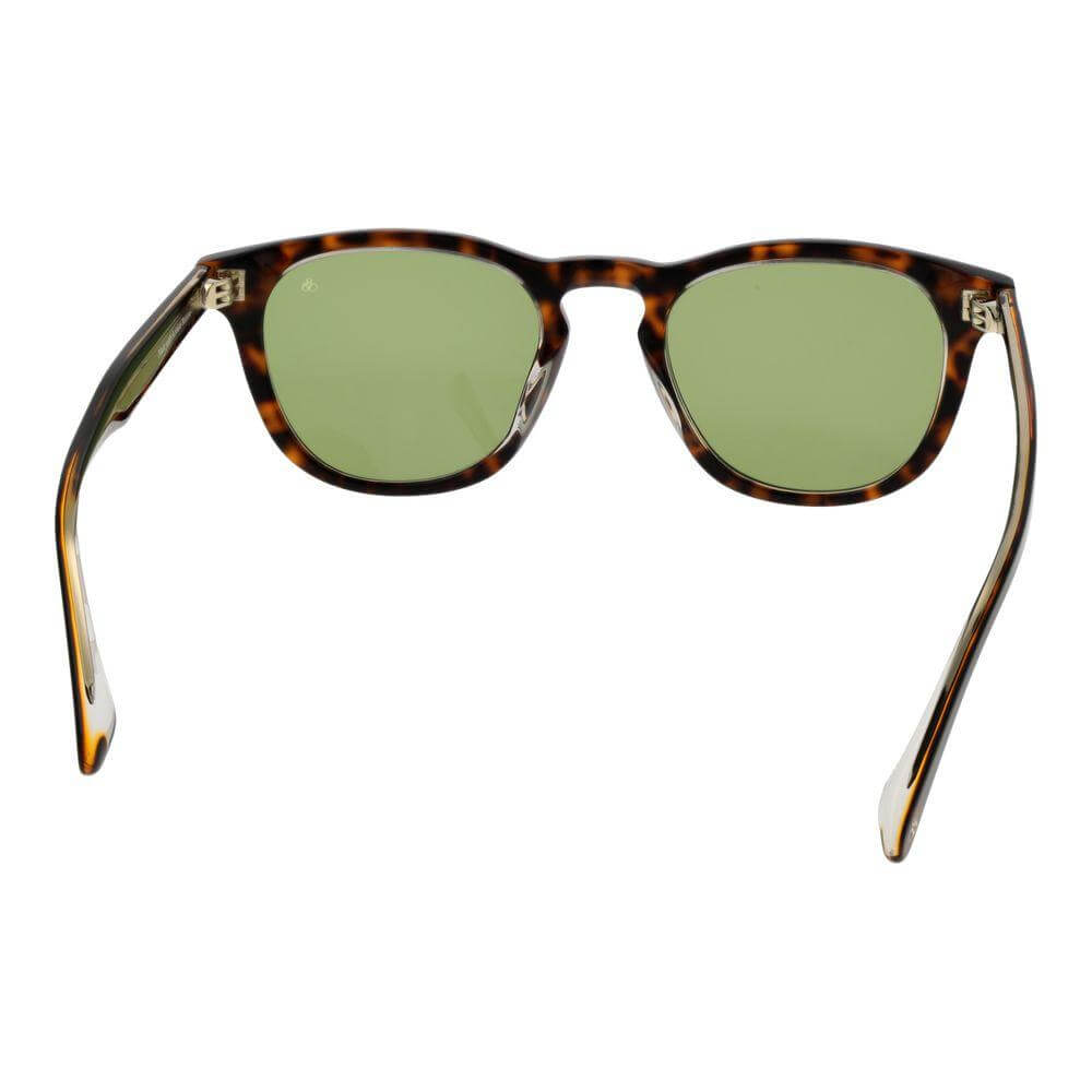 Scotch & Soda brown full-rim men's sunglasses with metal frame, green lenses, 100% UVA & UVB protection, and tortoiseshell design.
