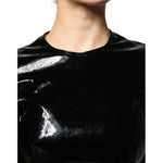 Dolce & Gabbana Black Patent Leather Puff Sleeves Mini Dress DR281324-38