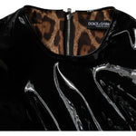 Dolce & Gabbana Black Patent Leather Puff Sleeves Mini Dress DR281324-38