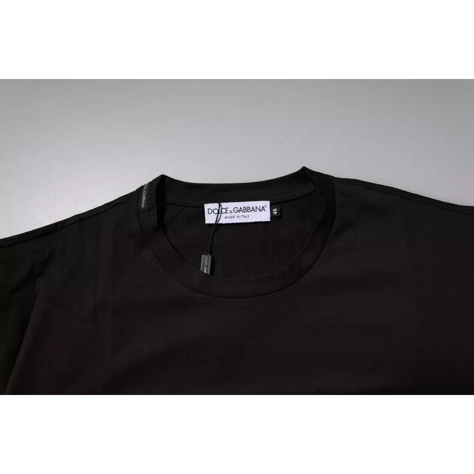 Dolce & Gabbana Dark Brown Logo Cotton Crew Neck T-shirt TSH90030-48